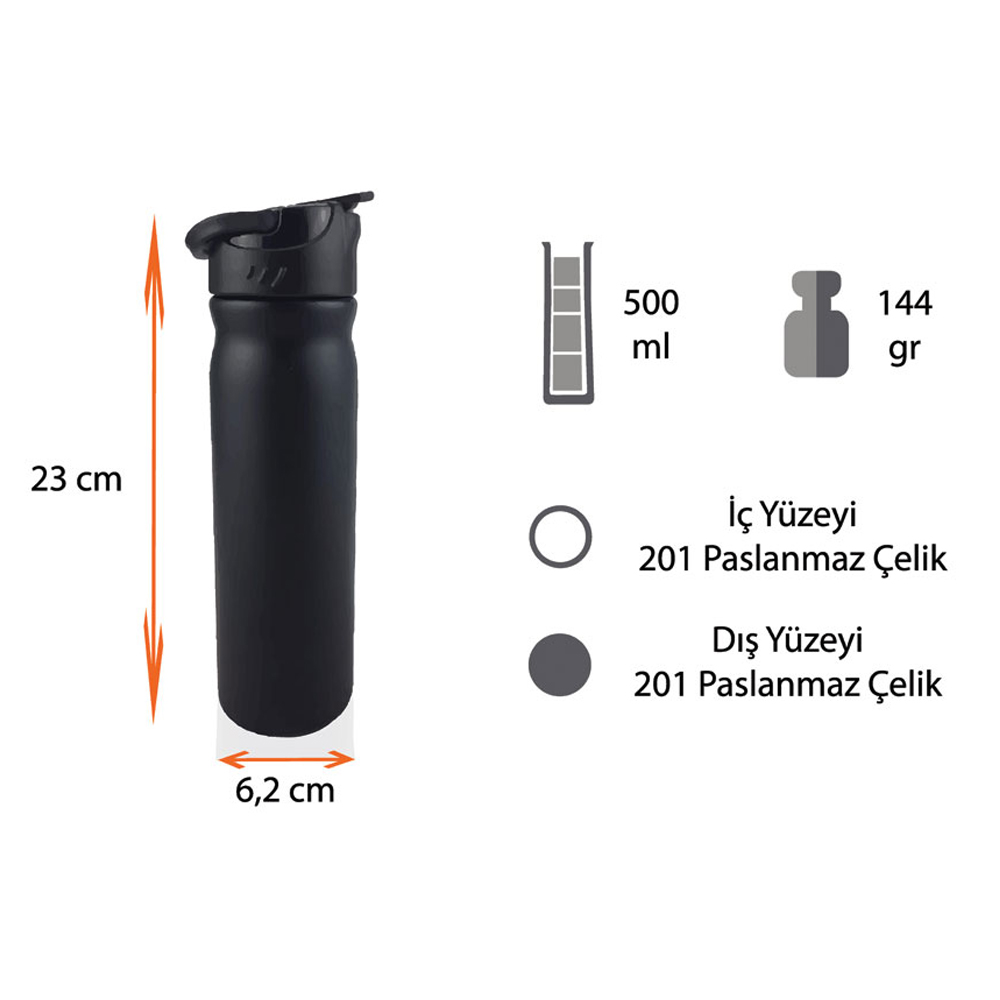 7156 Çelik Matara 500 ml - Resim 5