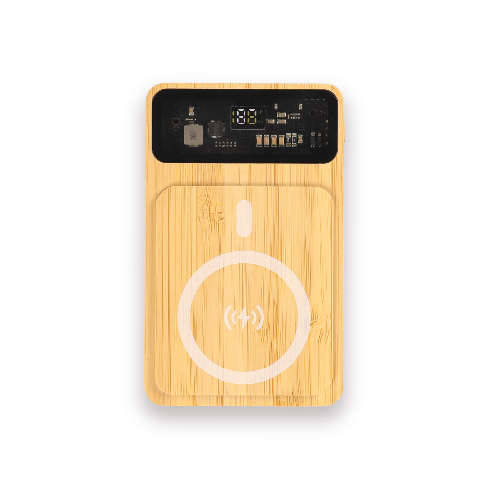 4025 Işıklı Logo Bambu Magsafe Powerbank - Resim 3