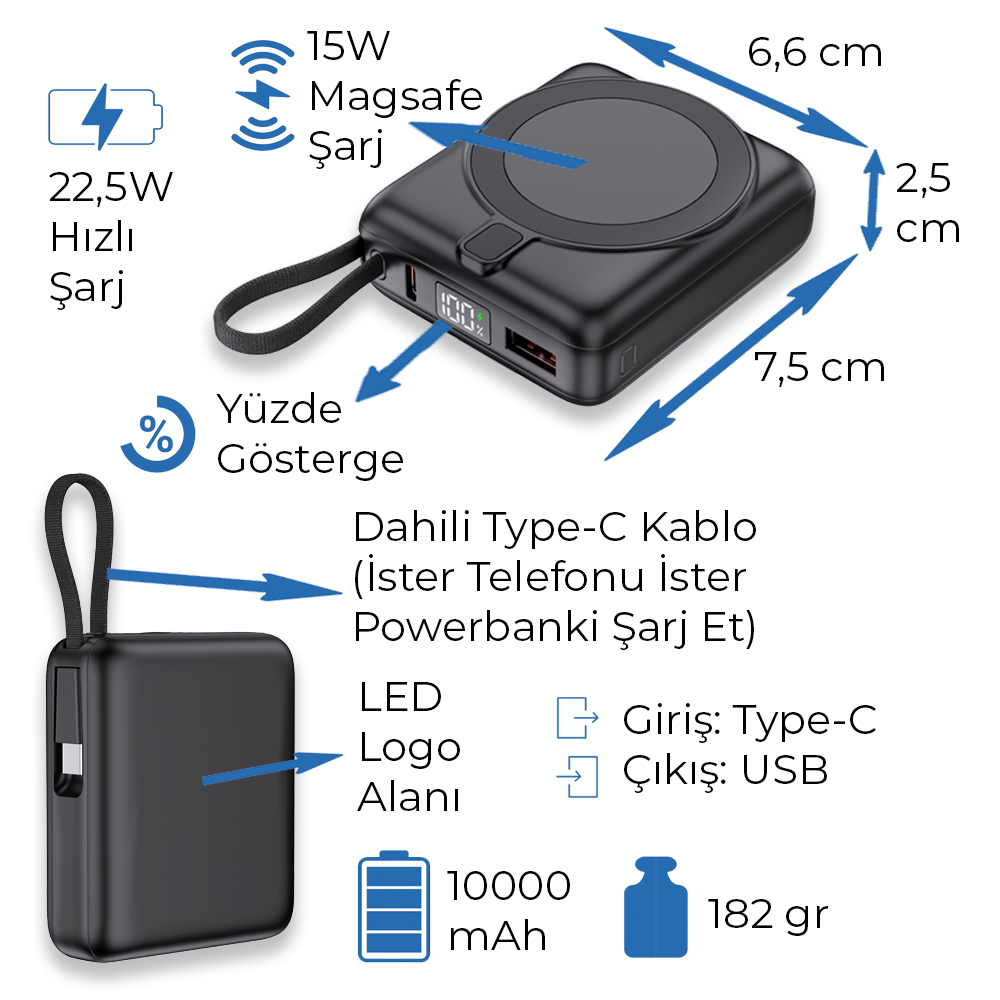 4031 Işıklı Logo MagSafe Powerbank - Resim 6