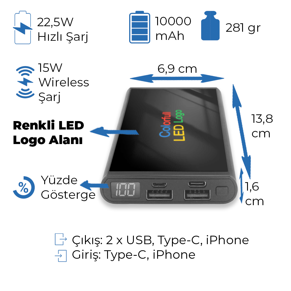 4034 Renkli Işıklı Logo Magsafe Powerbank - Resim 6