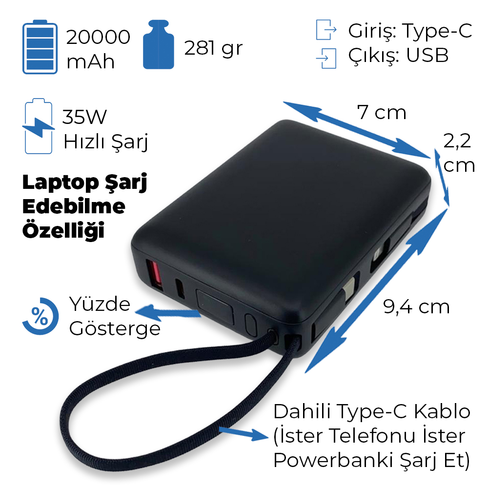 4033 Hızlı Şarj Powerbank (Laptop Şarj Edebilir) - Resim 5