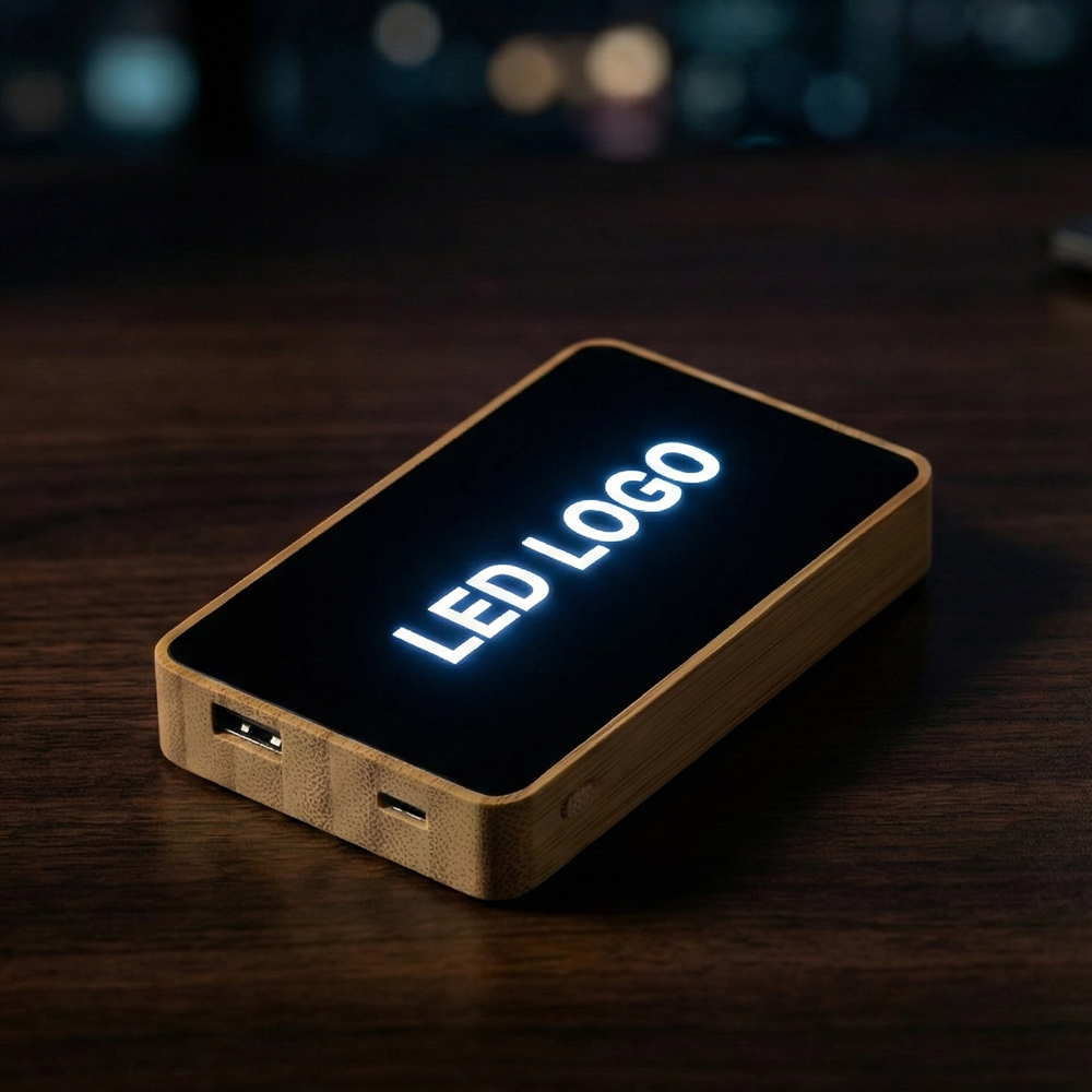4025 Işıklı Logo Bambu Magsafe Powerbank - Resim 2